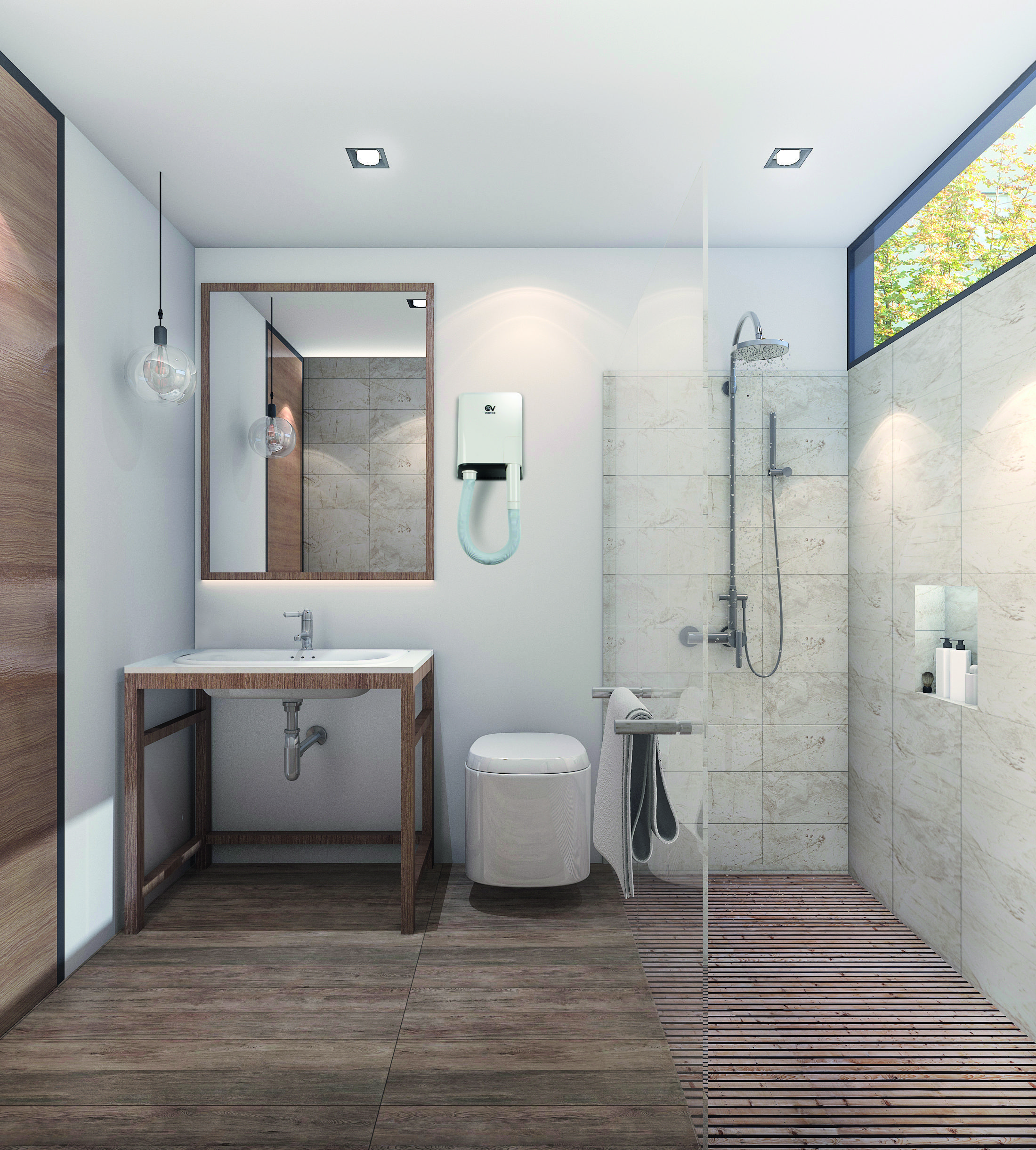 3d rendering nice tone bathroom with good decoration